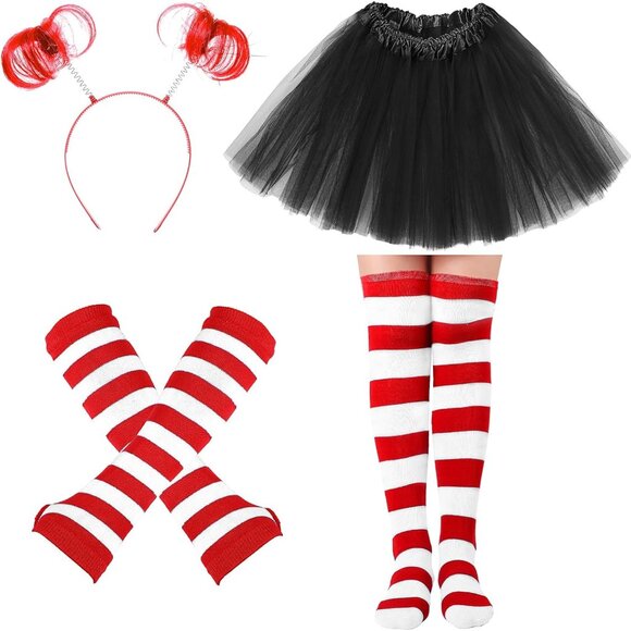 Women Tulle Tutu Costume Set Polyester Includes Skirt Socks Gloves Headband - Picture 1 of 6